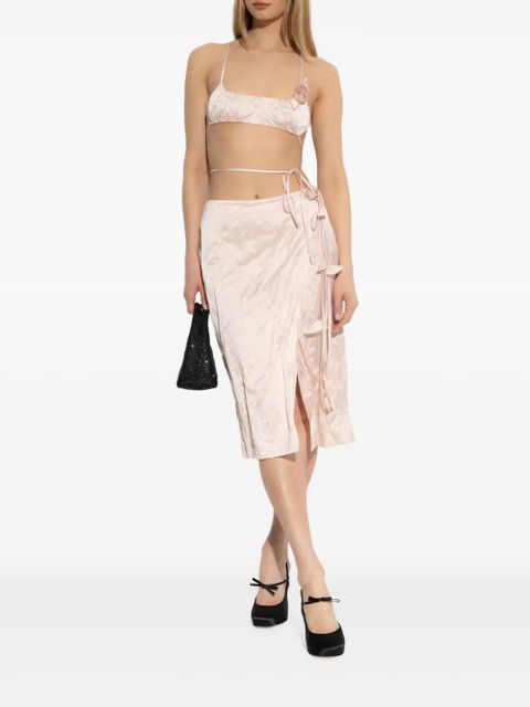 Blumarine rose-appliqué crinkled-satin top - Pink - zdjęcie produktu nr 2