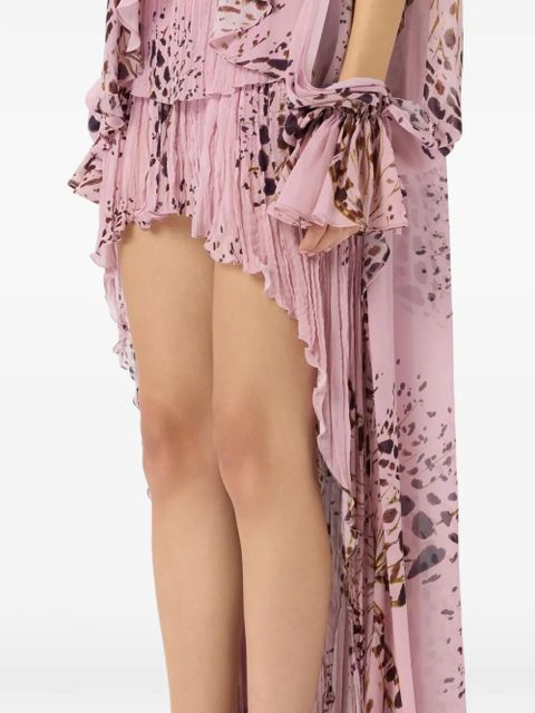 Blumarine Georgette butterfly-print skirt - Pink