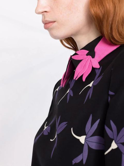 Valentino Garavani Fairy Flowers print belted shirt - Black