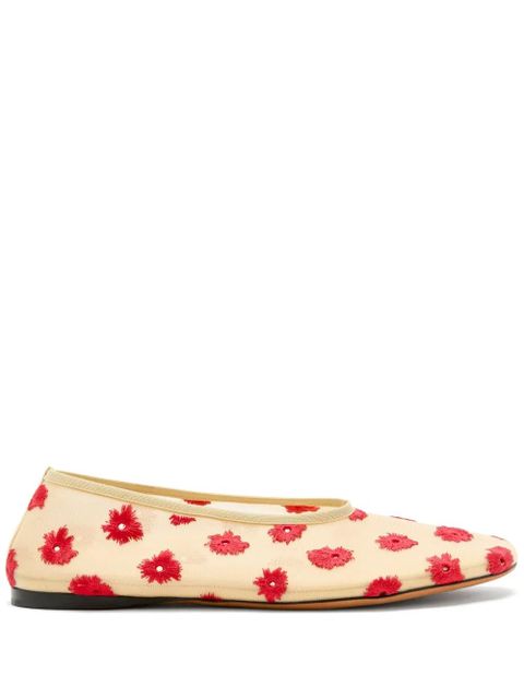 Proenza Schouler Tee floral-embroidered ballet flats - Neutrals - zdjęcie produktu nr 1