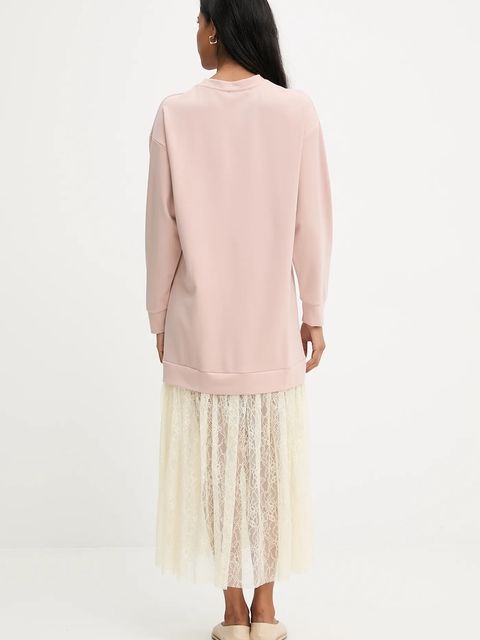 Answear.LAB sukienka kolor różowy midi rozkloszowana