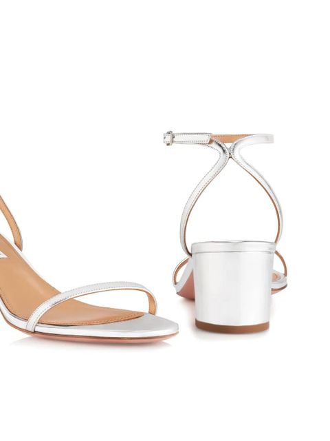 Aquazzura Olie 50mm metallic leather sandals - Silver