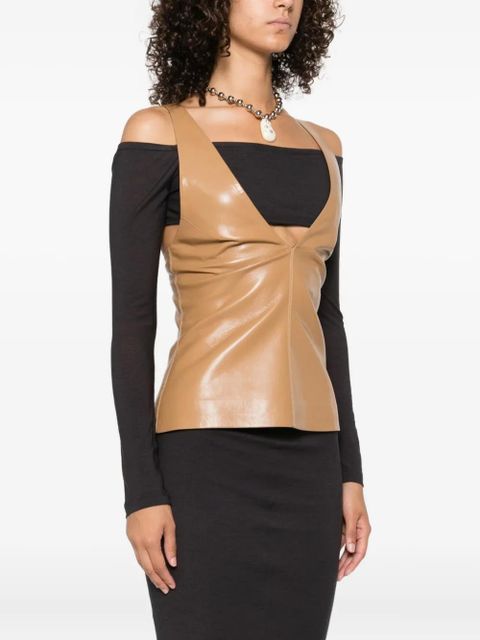 Nanushka Ferr halterneck leather top - Neutrals