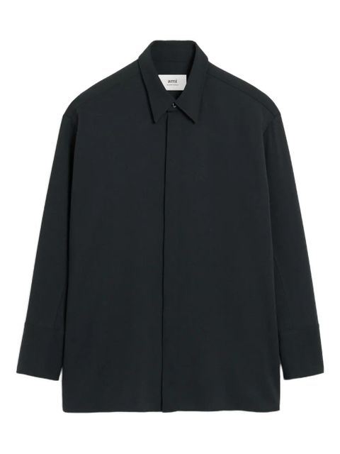 AMI Paris wool side-slit oversized shirt - Black - zdjęcie produktu nr 1