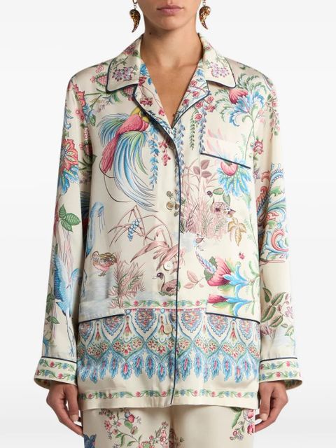 ETRO fauna flora-print twill shirt - Neutrals