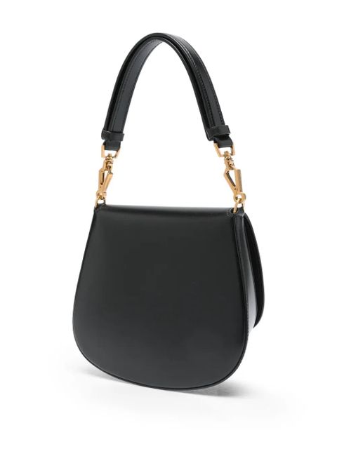 Saint Laurent logo-plaque half-moon tote bag - Black