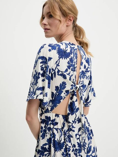 Answear.LAB sukienka kolor niebieski maxi rozkloszowana