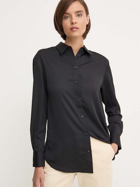 Calvin Klein koszula damska kolor czarny regular z kołnierzykiem klasycznym K20K207584