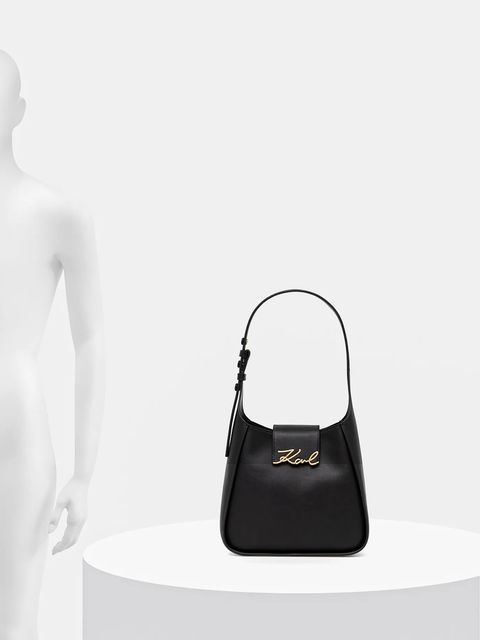 Karl Lagerfeld torebka skórzana K/SIGNATURE kolor czarny A1W30434
