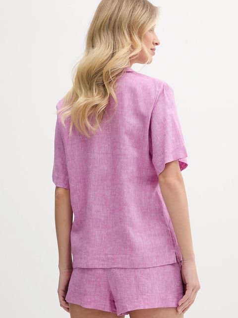 Dkny piżama lniana damska kolor fioletowy YI90054