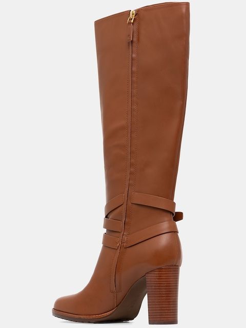 Lauren Ralph Lauren kozaki skórzane Cllns Tl Hl damskie kolor brązowy na słupku 802974386001 - zdjęcie produktu nr 2