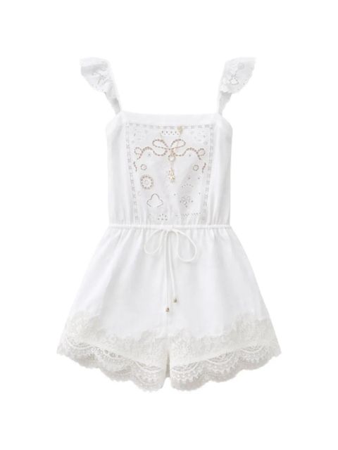 Self-Portrait lace-trim playsuit - White - zdjęcie produktu nr 1