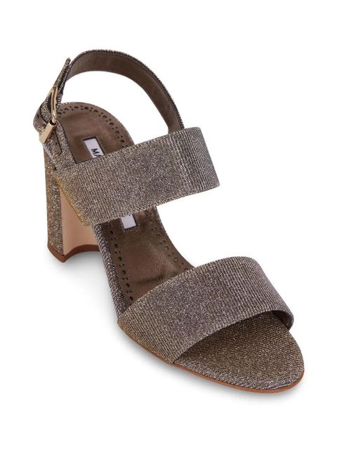 Manolo Blahnik lurex-detail block-heel sandals - Grey - zdjęcie produktu nr 2