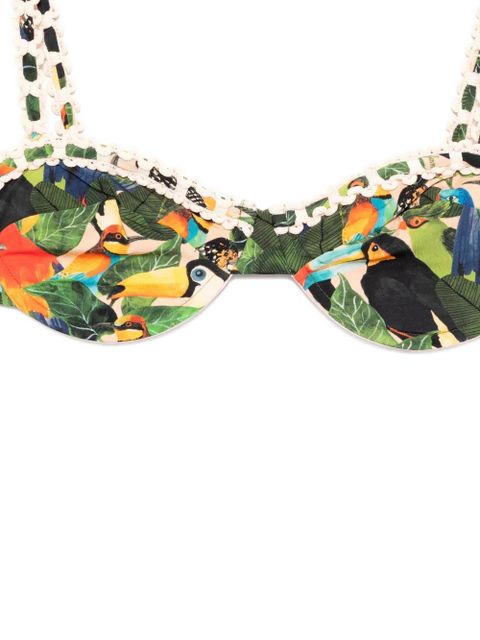 FARM Rio bird-print bikini top - Green
