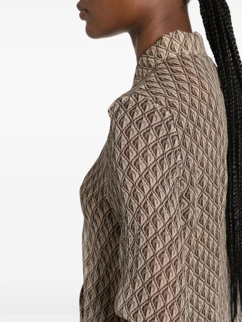 Marine Serre Moon Diamant silk shirt dress - Neutrals - zdjęcie produktu nr 2