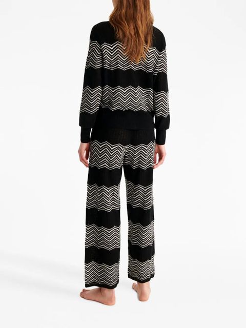 ERES Sugar chevron-pattern wide trousers - Black - zdjęcie produktu nr 2