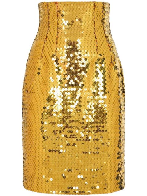 Dolce & Gabbana sequin-embellished high-waisted skirt - Yellow - zdjęcie produktu nr 1