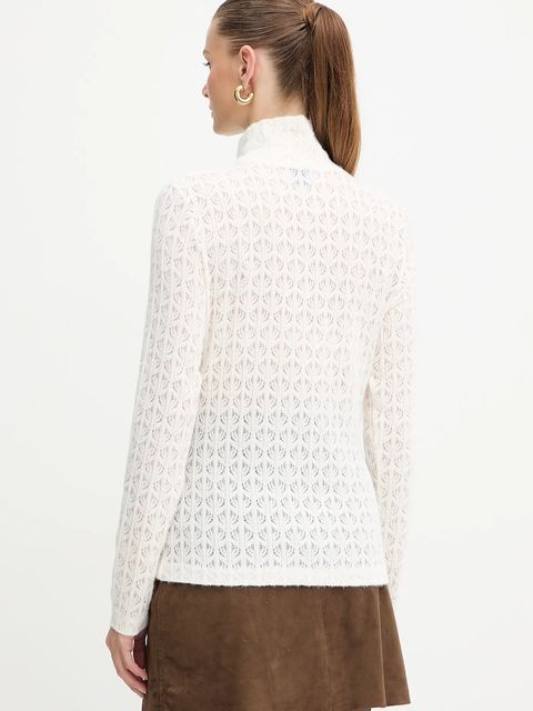 Pinko sweter damski kolor beżowy lekki z półgolfem 105979 A2YI