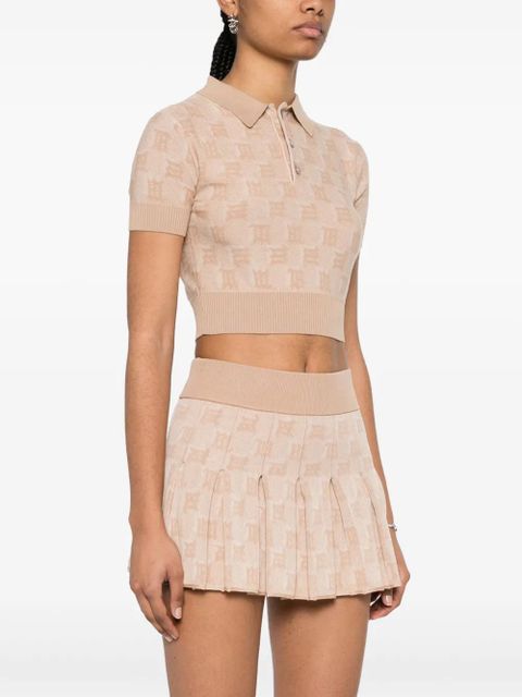 MISBHV monogram-jacquard cropped polo shirt - Neutrals