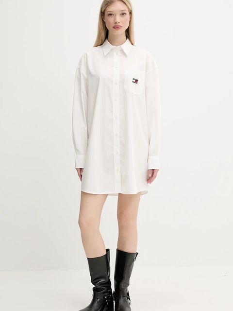 Tommy Jeans sukienka bawełniana kolor biały mini oversize DW0DW21122 - zdjęcie produktu nr 2
