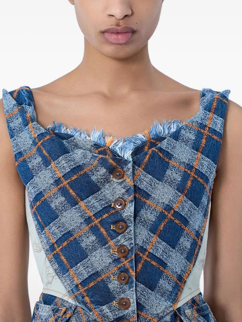 Vivienne Westwood frayed plaid-pattern mini dress - Blue