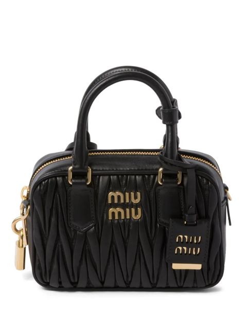 Miu Miu logo-plaque matelassé leather mini bag - Black - zdjęcie produktu nr 1