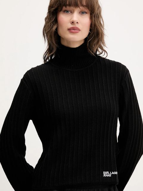 Karl Lagerfeld Jeans sweter damski kolor czarny z golfem A4W18021
