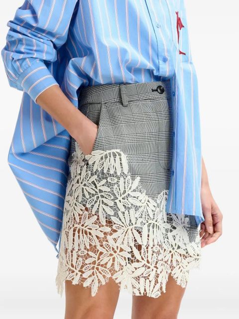 Essentiel Antwerp check-pattern lace-appliqué miniskirt - Grey - zdjęcie produktu nr 2