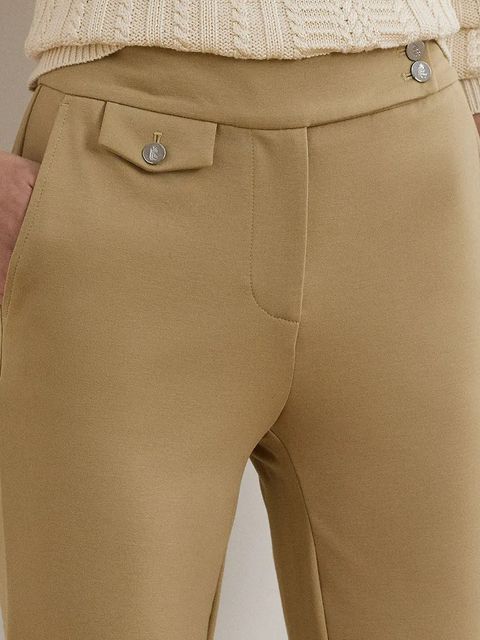 Lauren Ralph Lauren spodnie damskie kolor beżowy proste medium waist 200980023