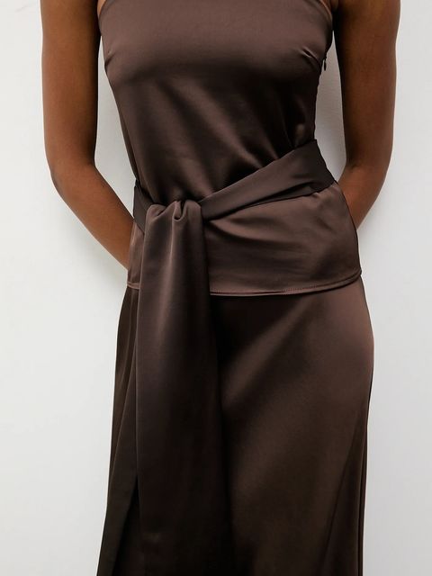 Answear.LAB top i spódnica damski kolor brązowy