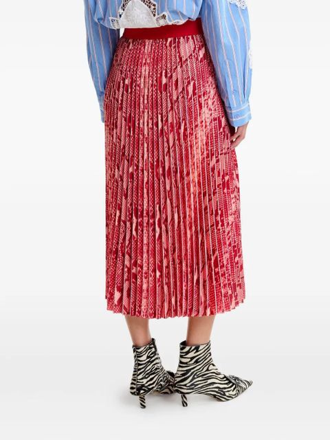 Essentiel Antwerp pleated snake-print midi skirt - Blue