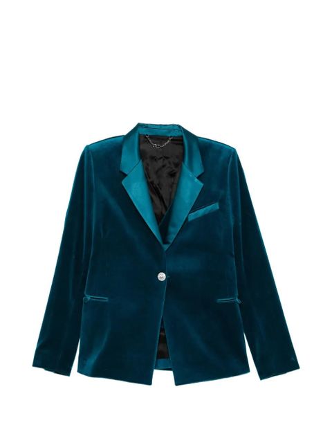Rabanne single-breasted velvet jacket - Blue