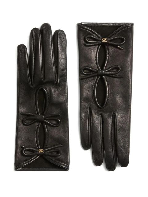 Valentino Garavani bow-embellished leather gloves - Black - zdjęcie produktu nr 1