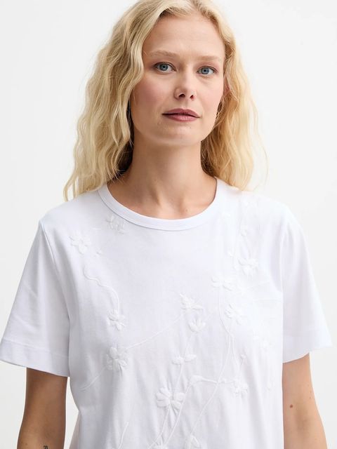 MUNTHE t-shirt bawełniany PIRIS damski kolor biały 252110525260