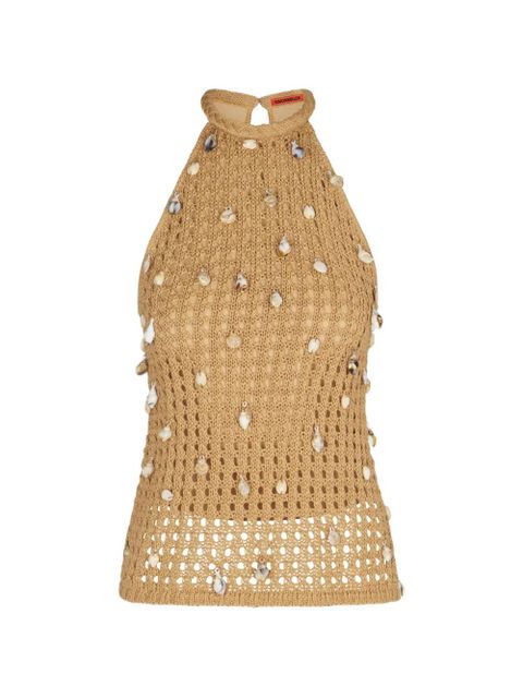 Simon Miller Bahi shell-embellished crochet top - Neutrals - zdjęcie produktu nr 1