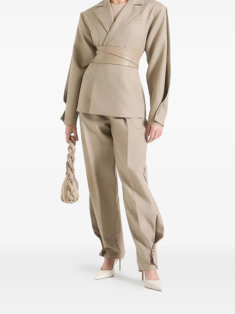 Manière De Voir Marie twist-sleeve belted blazer - Neutrals