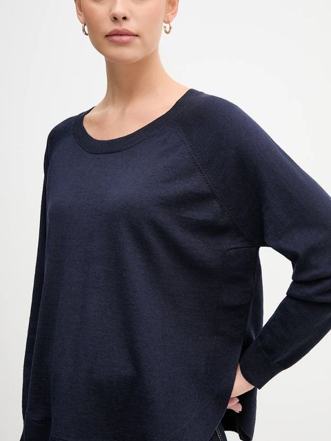 United Colors of Benetton sweter z dodatkiem wełny damski kolor granatowy lekki 1Y6SD10EG - zdjęcie produktu nr 2