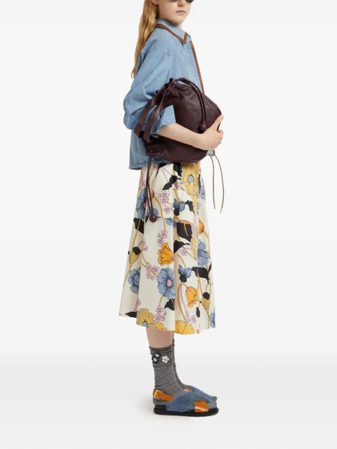 Marni flared floral midi skirt - Neutrals