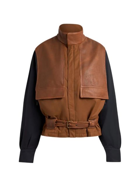 ETRO contrasting sleeves padded bomber jacket - Brown - zdjęcie produktu nr 1