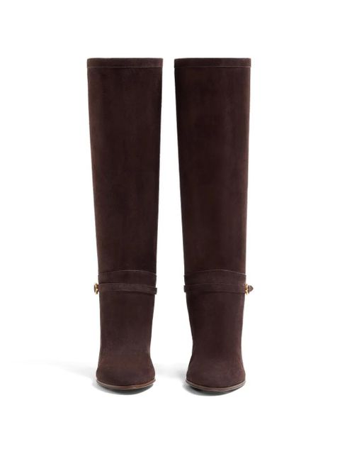 Valentino Garavani 70mm buckle-detail suede boots - Brown