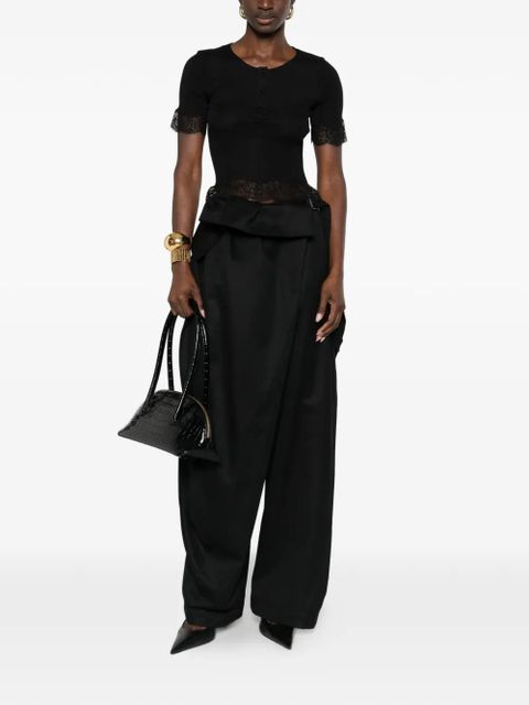 Saint Laurent lace-detail T-shirt - Black