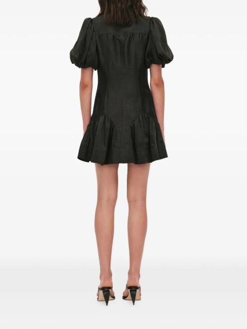 Aje Colide button blouson sleeve mini dress - Black