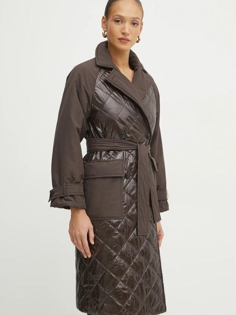 Marella płaszcz dwustronny damski kolor brązowy przejściowy niezapinany 2423496015200