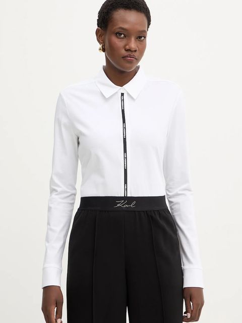 Karl Lagerfeld koszula bawełniana damska kolor biały regular z kołnierzykiem klasycznym B1W17078 - zdjęcie produktu nr 1