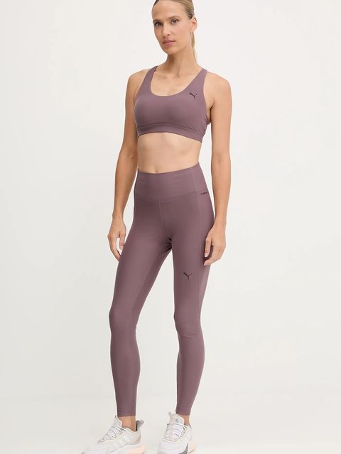 Puma legginsy treningowe kolor fioletowy gładkie 527452