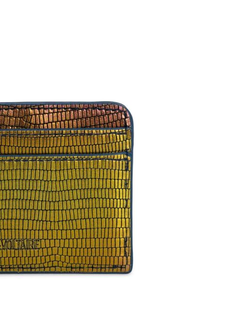 Zadig&Voltaire appliqué-logo metallic leather cardholder - Yellow