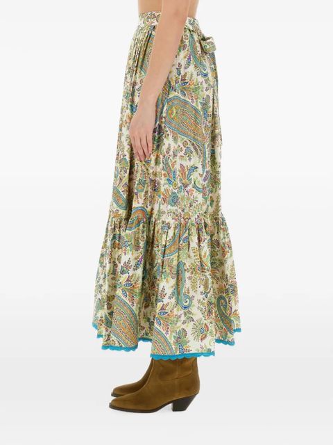 ETRO paisley tiered maxi skirt - Green