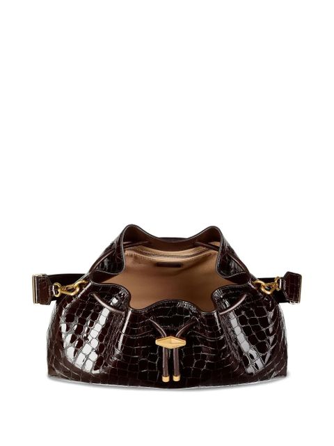 Jimmy Choo medium Cinch crocodile-effect shoulder bag - Brown