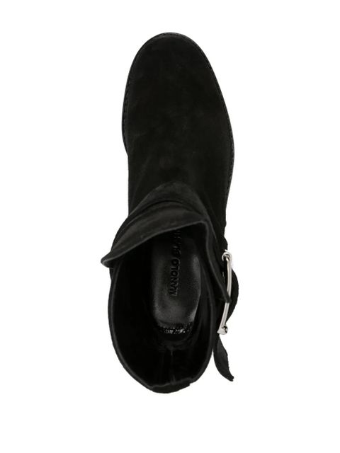 Manolo Blahnik buckle-detail suede ankle boots - Black