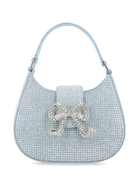 Self-Portrait Rhinestone Denim Cresct bag - Blue